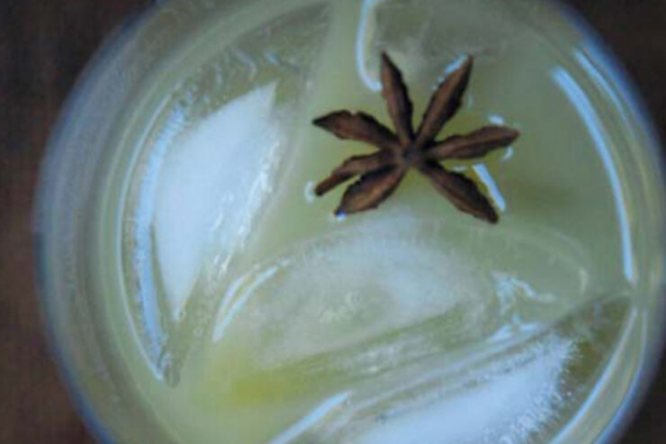 gin blossom in glass with ice
