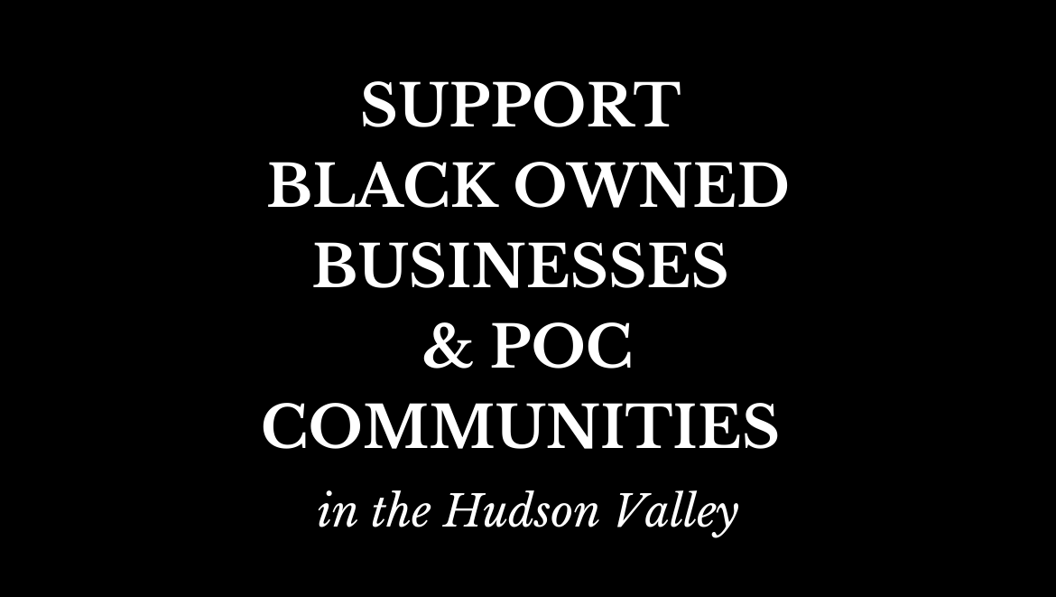 white text on black background support black owned businesses & poc communities