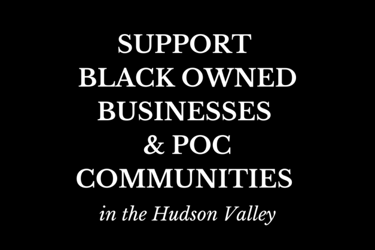 white text on black background support black owned businesses & poc communities