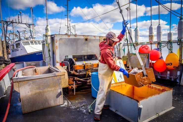 Commercial Fisherman on a boat in Montauk, New York